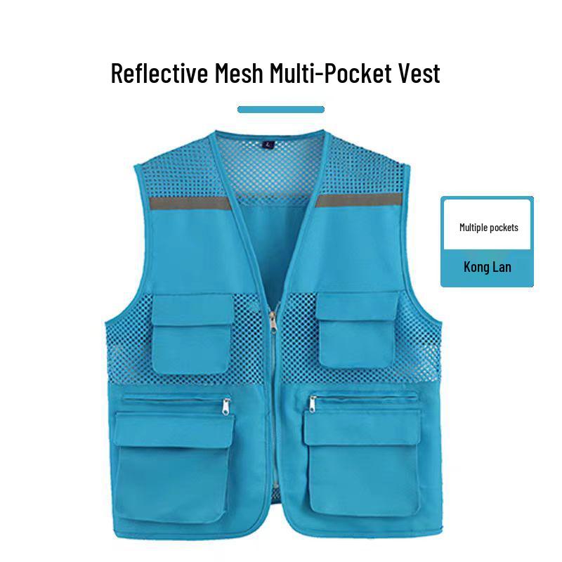 Children's Custom Multi-Pocket Mesh Activity Vest with Logo for Summer