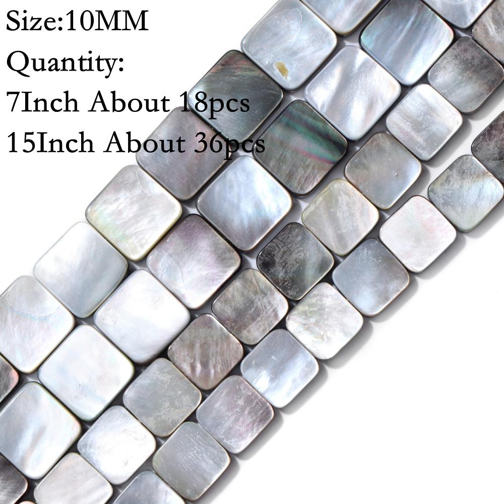 Natural Shell Gray Black Mop Beads Loose Mother of Pearl Shell Beads Charm DIY Bracelets Earrings Jewelry Accessories Wholesale