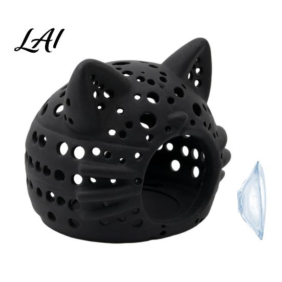 Shrimp Hiding Cave Aquarium Cave Cat Head Fish Hideout with Suction Non-toxic Tank Cup Decorative for Betta Tanks Small