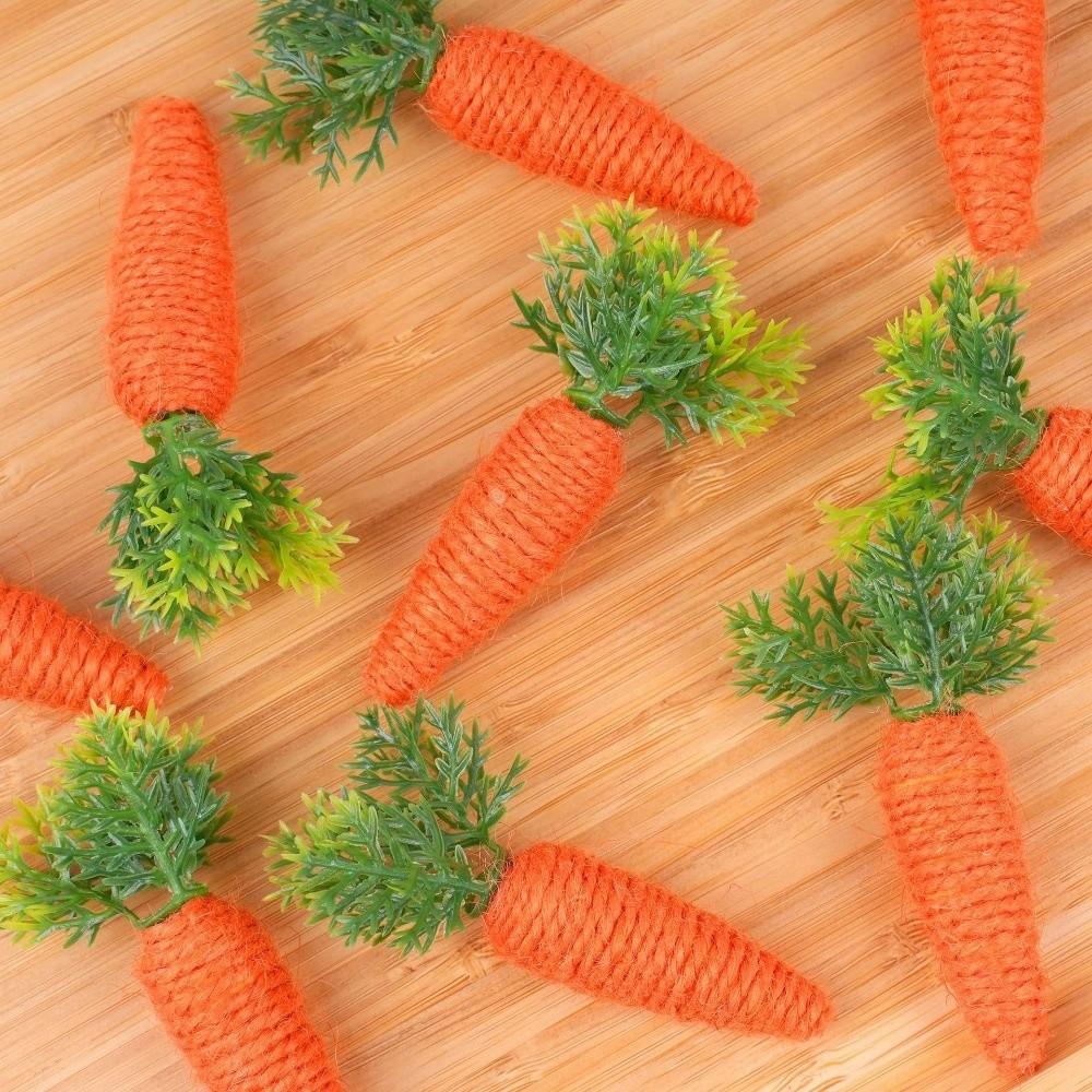 4pcs Miniature Size Easter Decoration Artificial Carrot Simulation Design Tray Decoration Decorative Piece Cute Style
