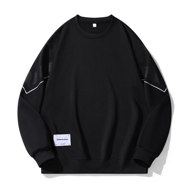 

Унисекс осенний свитшот с круглым вырезом: Повседневная, Прочная, Модная верхняя одежда с рубчатым подолом XL (Weight: 120-135 kg) чёрный