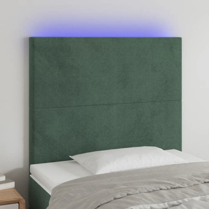 VidaXL Tête de Lit à LED Meuble de Chambre à Coucher Accessoire de Lit Simple Tête de Cadre de Lit Intérieur Vert Foncé 3122177