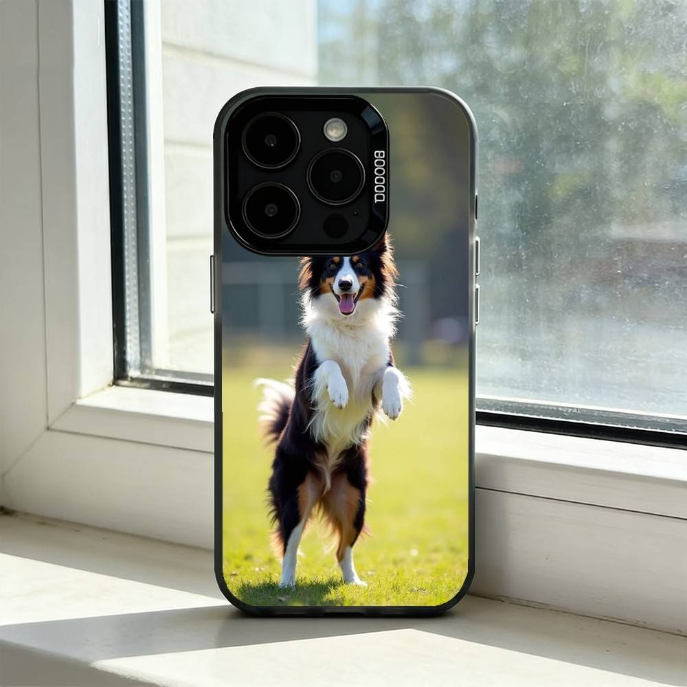 

Clever Border Collie Dog Phone Case For iPhone 17,16,15,14,13,12,11 Plus,Pro Max,XS,Colorful Silver Black Cover iPhone15