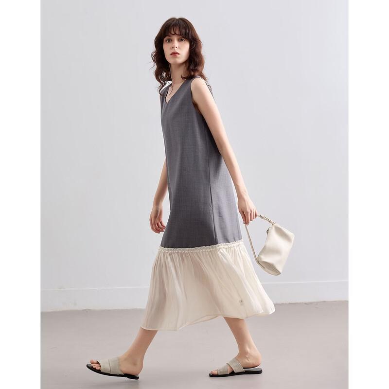 Demana Summer Color Block A-Line Sleeveless Midi Dress M