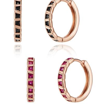 ELLE Schmuck 14K Bunter Ring One-Touch Ohrringe (Goldene Anstecknadel) ELGPEE428