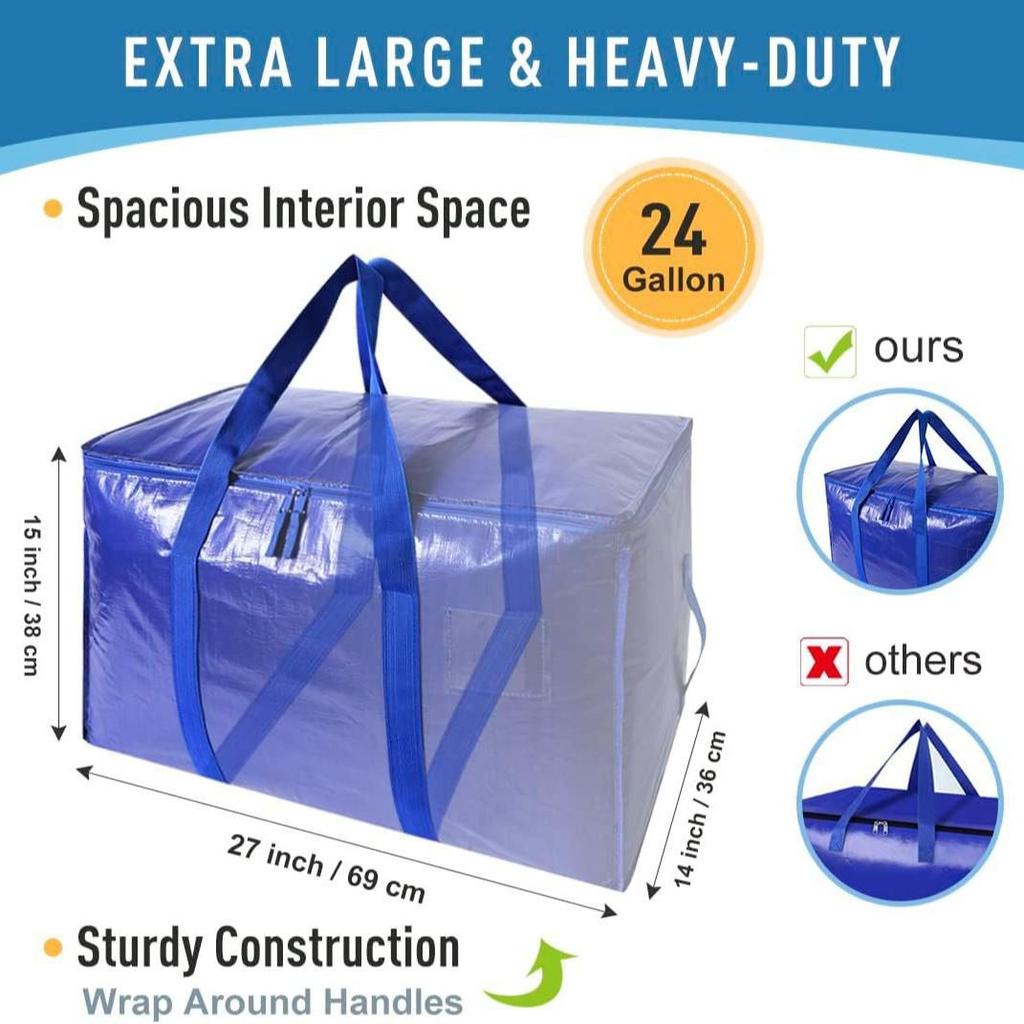 Waterproof & UV-Resistant Large Capacity Quilted Storage Bag with Durable Zipper for Travel and Moving