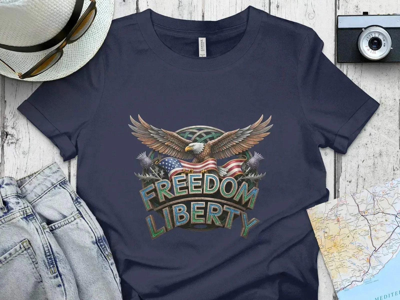 Freedom Liberty and the American Eagle Graphic T-Shirt M