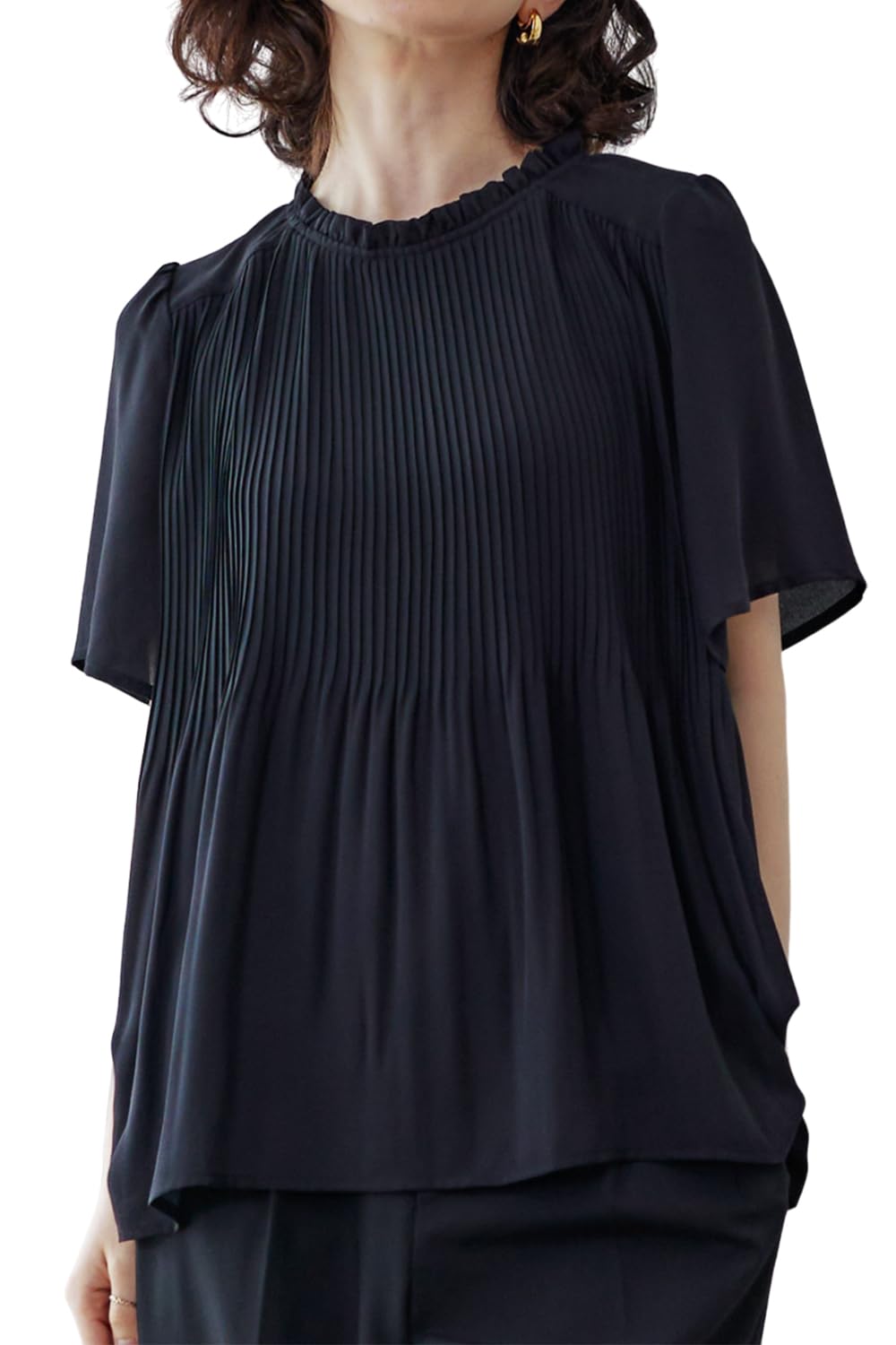 

Короткий костюм Большой размер LL [Lilyano] Женская блузка, Рукав, Плиссированная, Нижнее белье, Для работы, Офисный, Формальный, Аккуратный, Повседневный, Топы, Размер, Черный, чёрный