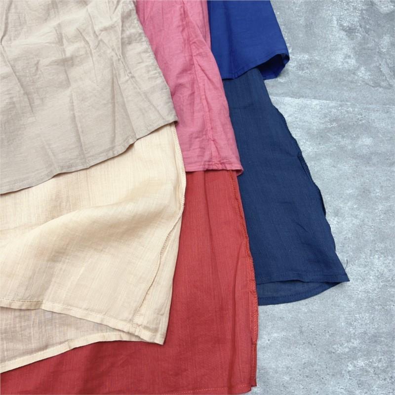 Johnature Summer Vintage Women Skirts Casual Simple Loose Elastic Waist Solid Color All Match Women Skirts