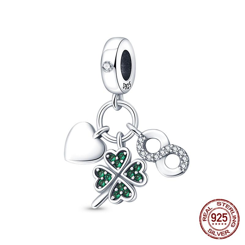 Charms Kupfer Glücksklee Serie Charms Perlen Passend für Damen 3 mm Original Armband Halskette DIY Exquisiter Schmuck Geschenke