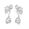 European & American Metallic Floral Stud Earrings - Exaggerated, Three-dimensional, Light Luxury, Double Layer Design