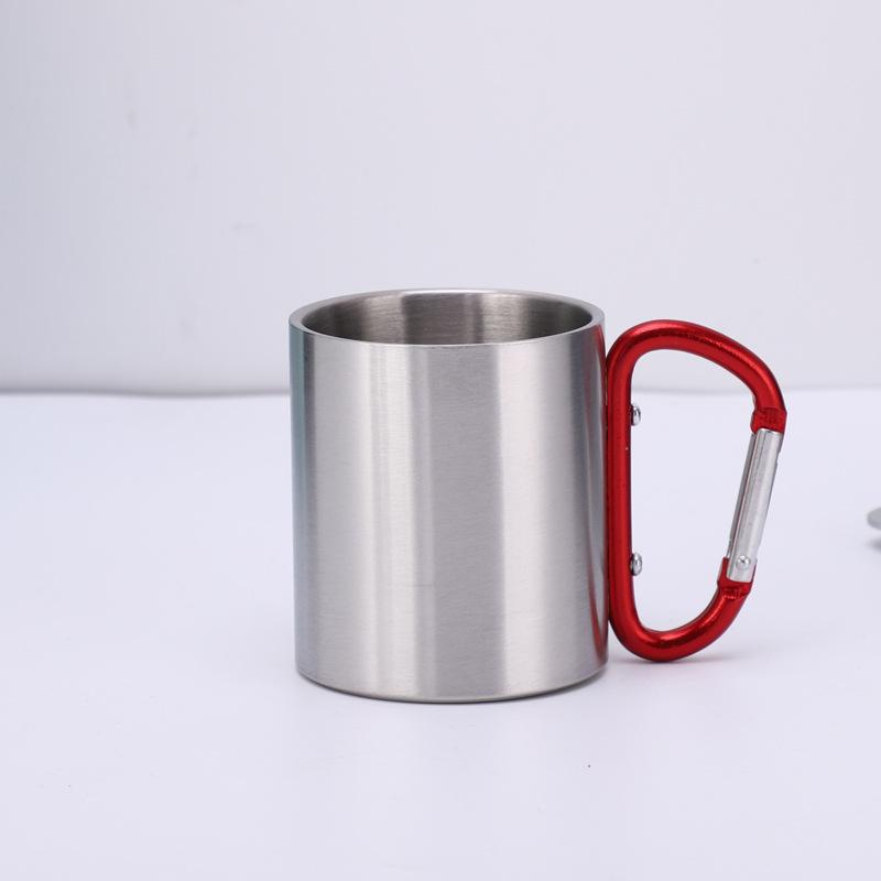 

Dual-layer Stainless Steel Carabiner Mug: Outdoor Camping Coffee & Beer Cup Approximately 220ml