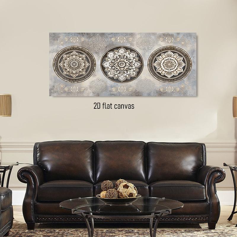 1pcs Retro Relief Mandala Decorative Painting Modern Minimalist Living Room Entrance Background Wall Hanging Painting Nordic Sty