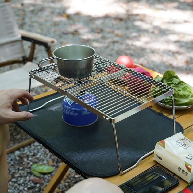 Foldable Camping Table Outdoor Folding Table Barbecue Table Stainless Steels Grilling Grate With Legs Camping Table