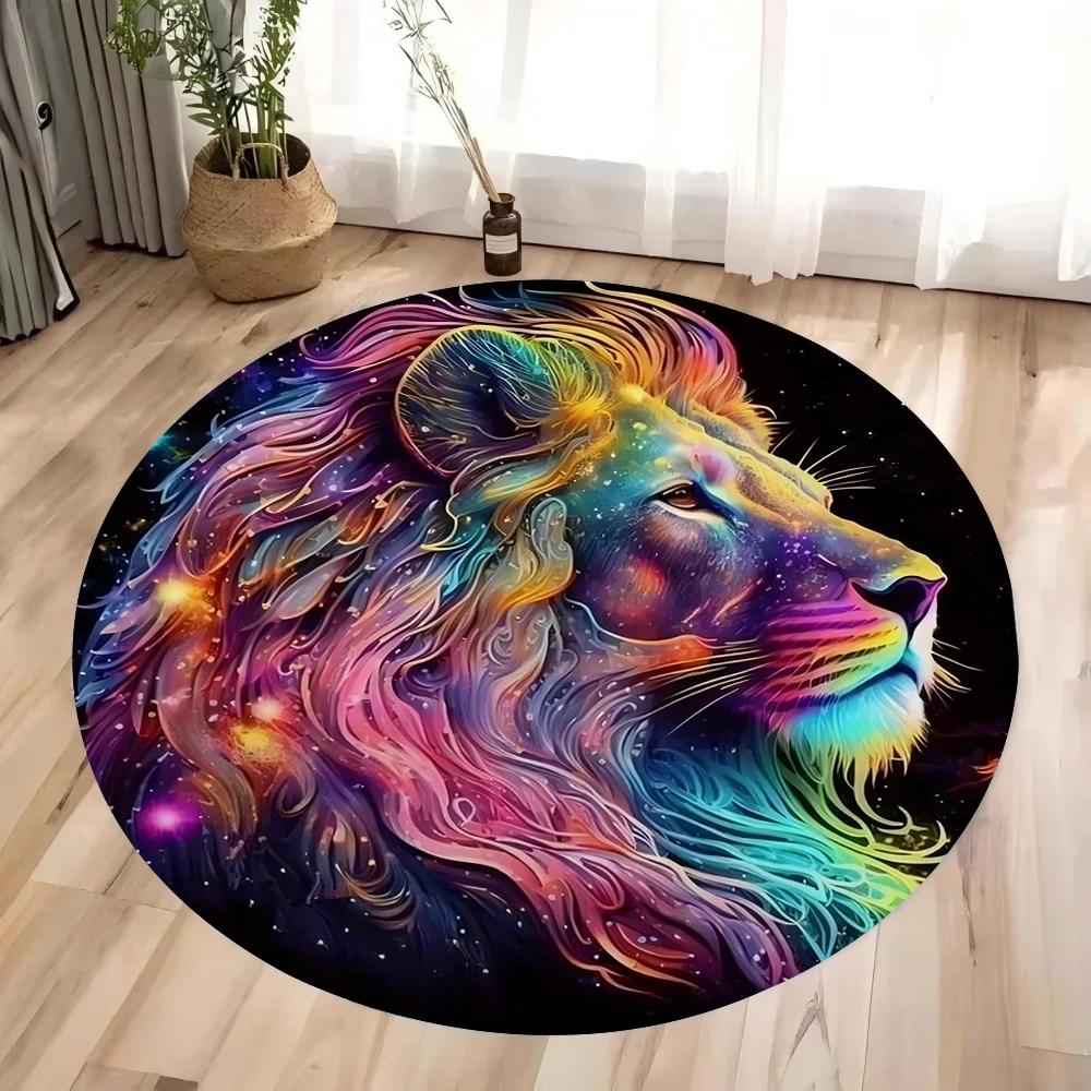 Mysterious Zodiac Sign Print Round Rugs Non-Slip Floor Mat for Home Living Room Bedroom Machine Washable Round Carpet