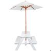 Table de pique-nique enfant avec parasol - GINGER HOME - Bois de pin massif - Anti-UV 30+ - Jusqu'à 4 enfants