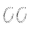 Trendy Titanium C-Shaped Stainless Steel Twisted Wire Earrings