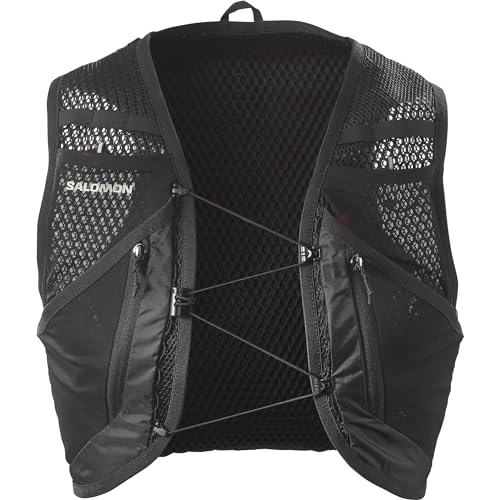 SALOMON Hydration Vest Rucksack Backpack ACT SKIN 12 NO FLASKS (Active Skin 12 No Flask) BLACK / METAL XL