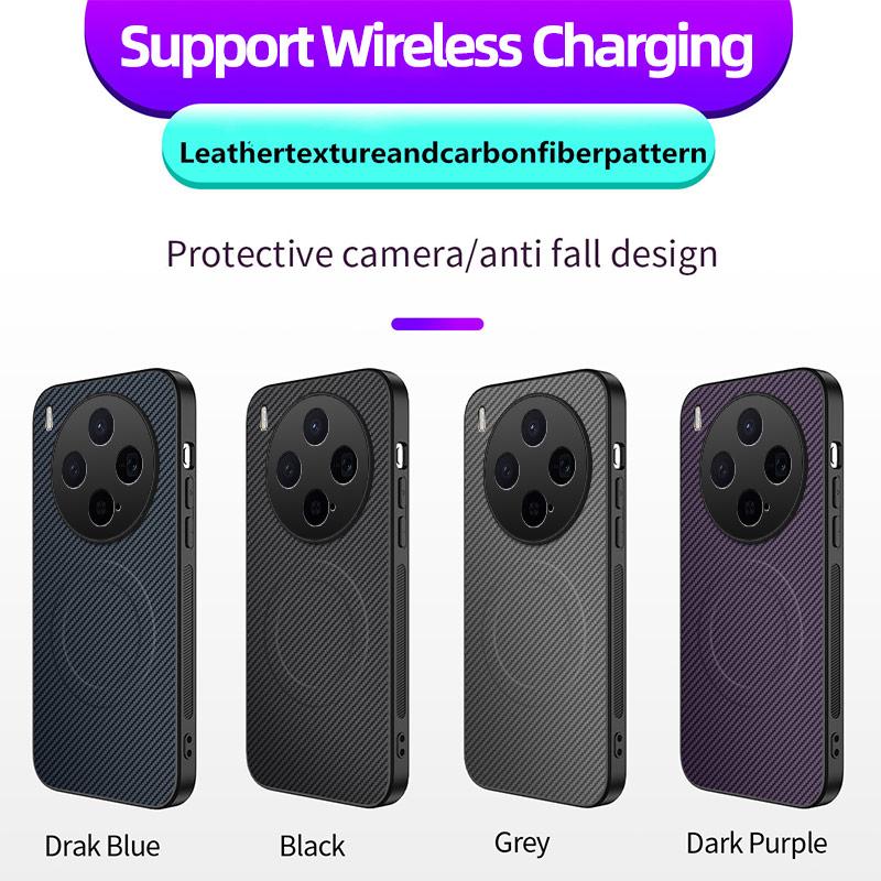For VIVO X200 X300 Luxury Blue Carbon Fiber Wireless Charge Case For Vivo X200 Pro X200 Ultra Soft Magnetic Phone Cover X300 Pro