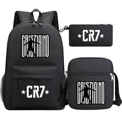 Fußballstar-Druck Jugend Schüler Schultasche Dreiteiliges Set Rucksack-Set für Männer und Frauen