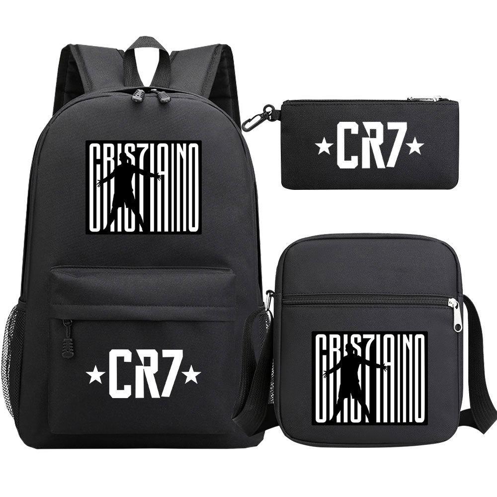Football Star Printed Youth Student Schoolbag Three-Piece Set Men S And Women S Backpack Set Three piece set