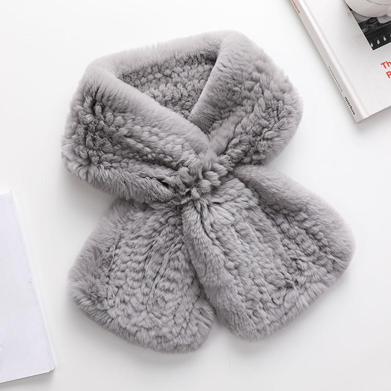 Soft Rabbit Fur Hat for Women Knitted Thick Warm Beanie Scarf Set