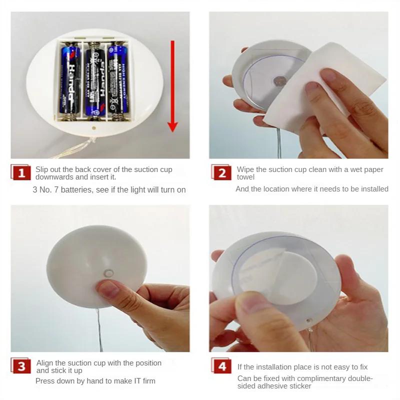 1-20PCS LED Christmas Suction Cup Lights Fawn Bell Pine Tree Star Father Christmas Window Wall Lights Holiday Decoration Lights