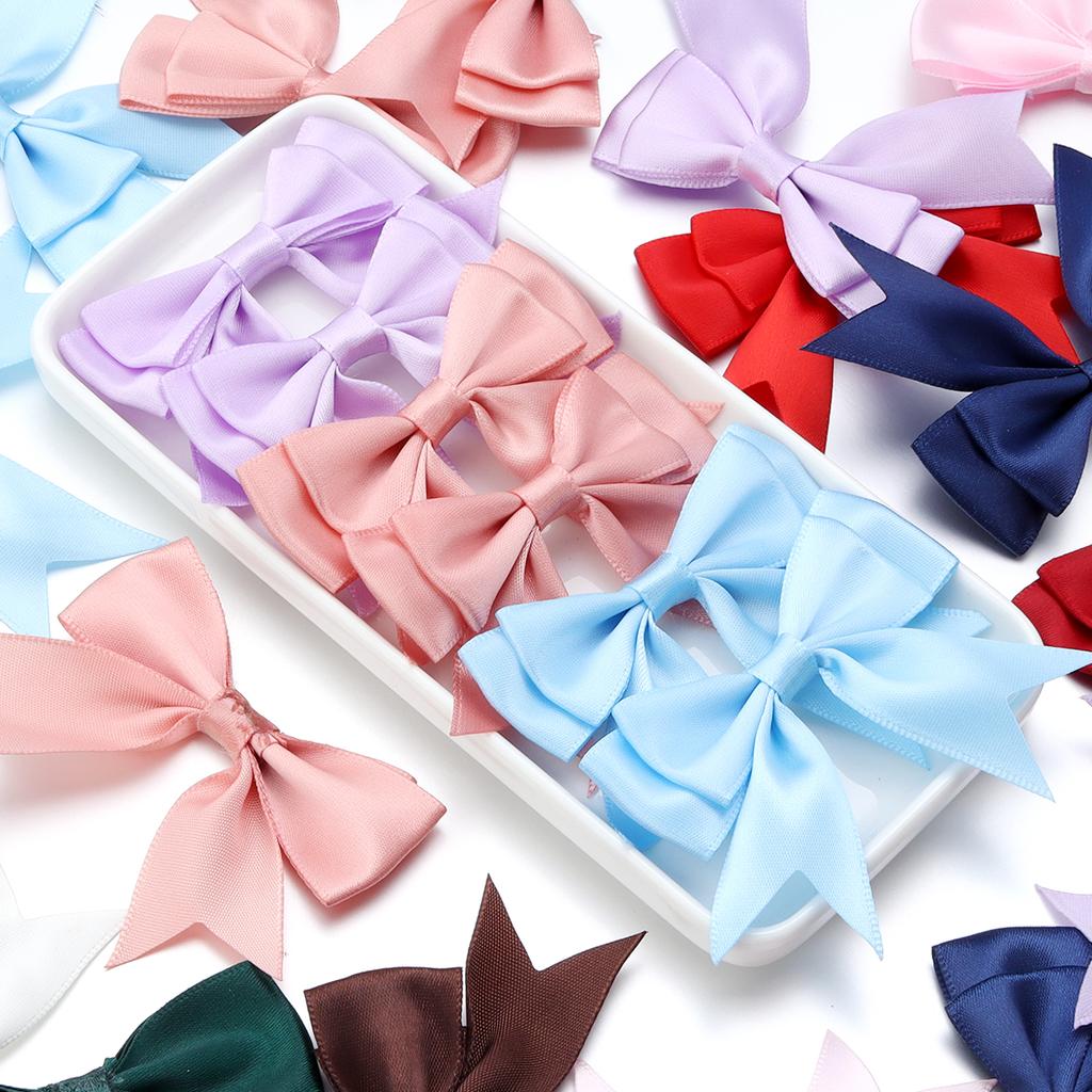 10pcs Satin Ribbon Bows Colourful Polyester Double Layer Swallowtail Bowknot For DIY Wedding Party Clothing Headwear Gifts Decor