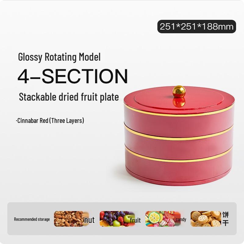 New Year Floral Bird Stackable Rotating Snack Plate for Living Room