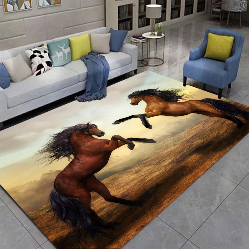 3D Horse Printed Large Carpet,doormat,living Room,bedroom,bathroom Decoration Animal - Running Horse Pattern Anti Slip Floor Mat
