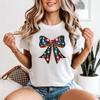 Sparkling Bow Christmas Holidays Womens T-Shirt Festive Tee
