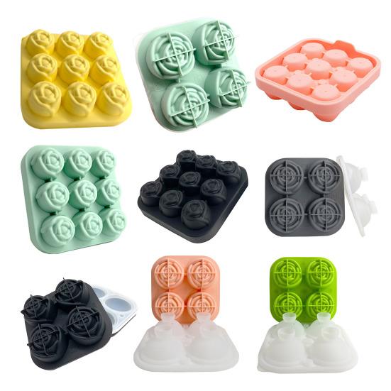 Rose Flower Silicone Ice Cube Tray 9-Cavity Square Mold for Chocolate Candy Flexible Non-Stick