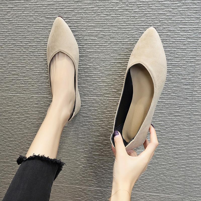 Standing for a long time is not tired of shoes, fashion pointed toe foot set square heel, fashion casual large size women's shallow mouth women'S