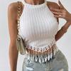 Spring/Summer 2025 Elegant Women's Tassel Vest - Slimming Cropped Top