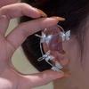 Silver Plated Metal Leaf Butterfly Clip Earrings for Women Ear Clips  Sparkling Zircon Ear Cuff Fashion Jewelry