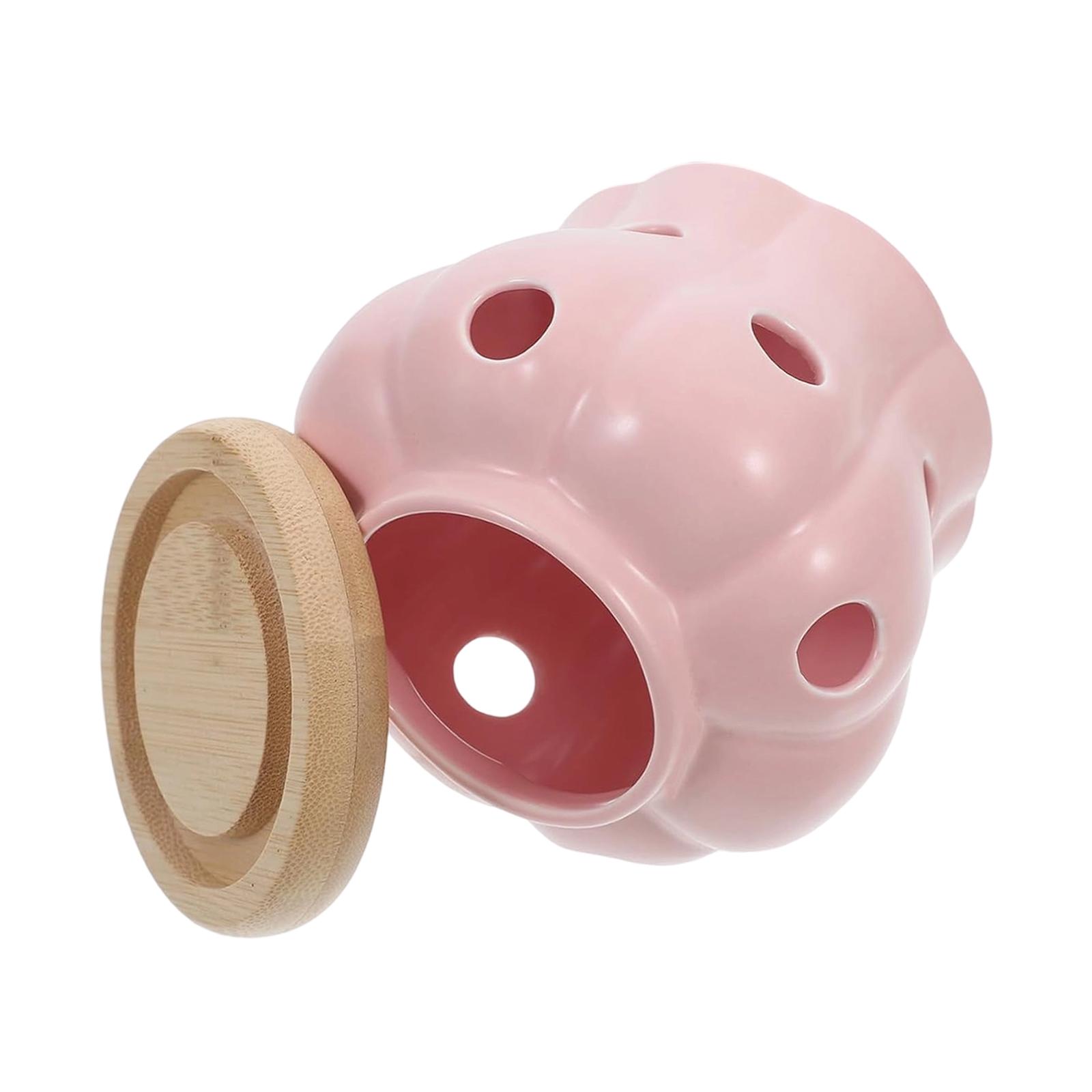 

Garlic Keeper Ventilation Canister for Kitchen Modern Small with Wooden Lid Ceramic Jar Ginger Dried Chili Storage Container рожевий
