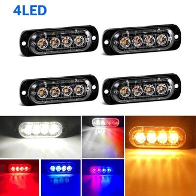 4 LED-Strobe-Seitenwarnleuchte, Strobe-Gitter, blinkender Lichtbalken, Auto-LKW-Leuchtfeuer, bernsteinfarben, gelb, weiß, Ampel, 12 V – 24 V