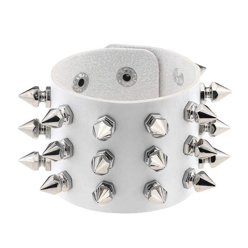Pulseira de Couro PU com Tachas Punk Rebites Pontiagudos Punho Pulseira de Pulso Retrô Rock Rebite Pulseira de Pulso Enrolável Pulseira Ajustável com Pontas