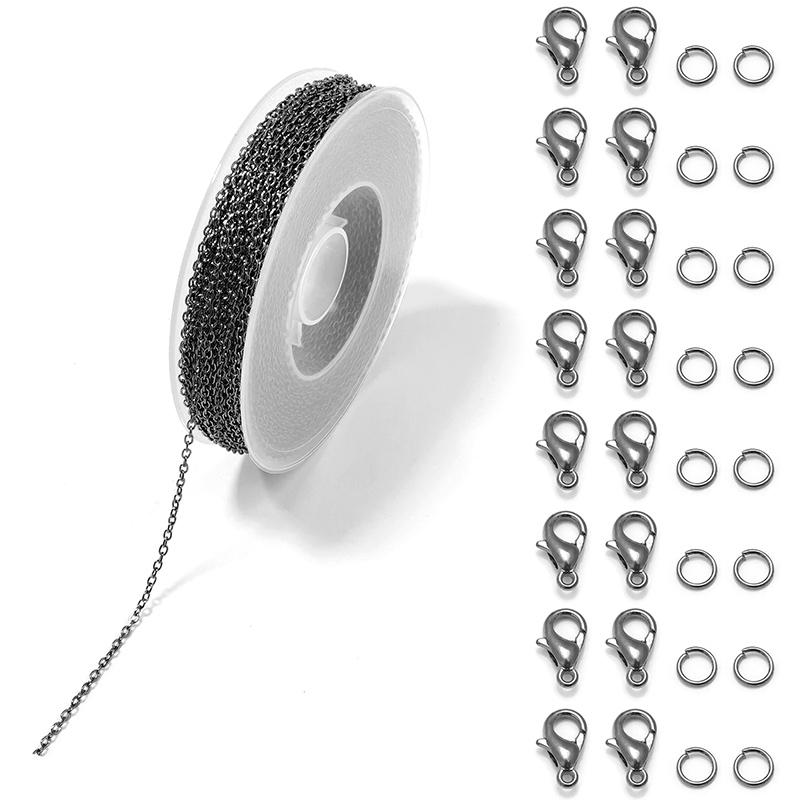 3 M/Roll Metal Iron Link Chain With Jump Rings Single Circle Lobster Clasps For Jewelry Making DIY Bracelet Necklace Accessories