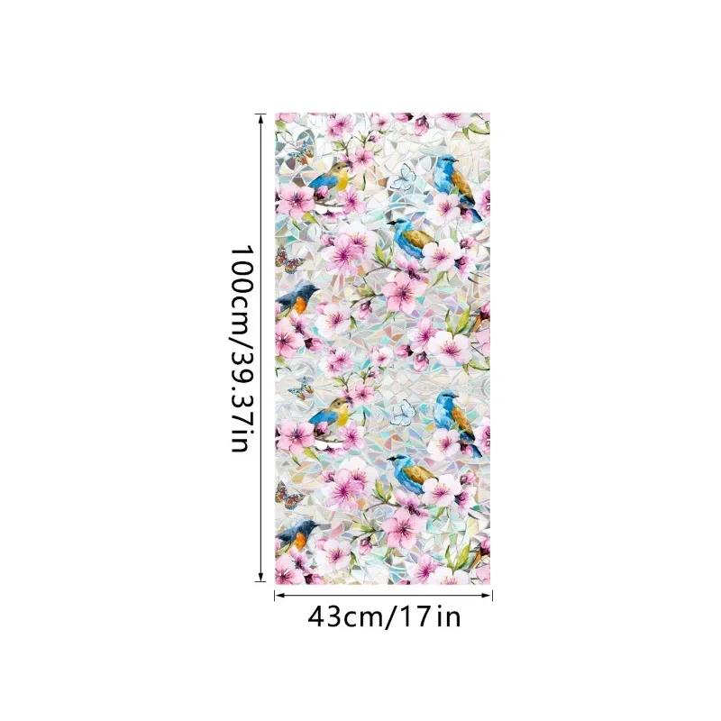Double-sided Rainbow Design Static Window Privacy Film Colorful Stained Glass Window Film for Privacy Sun Blocking for Windows