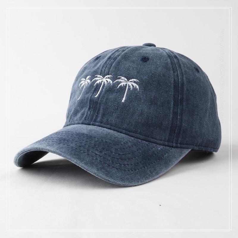 

Unisex Washed Cotton Cap coconut palm Embroidery Vintage Baseball Cap Men Women Adjustable Casual Outdoor Streetwear Sports Hat Adjustable& 8Y темно-синього кольору