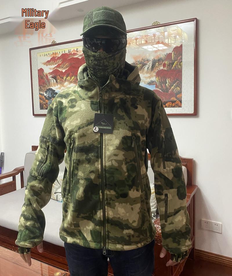 Camouflage Hooded Fleece Outdoor Winter Jacket Medium