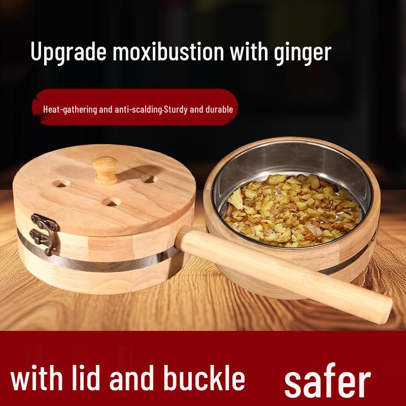 

Портативная имбирная мокса-коробка с крышкой, бамбуковое устройство с мокса-шерстью для домашней терапии Small handheld with lid and safety buckle