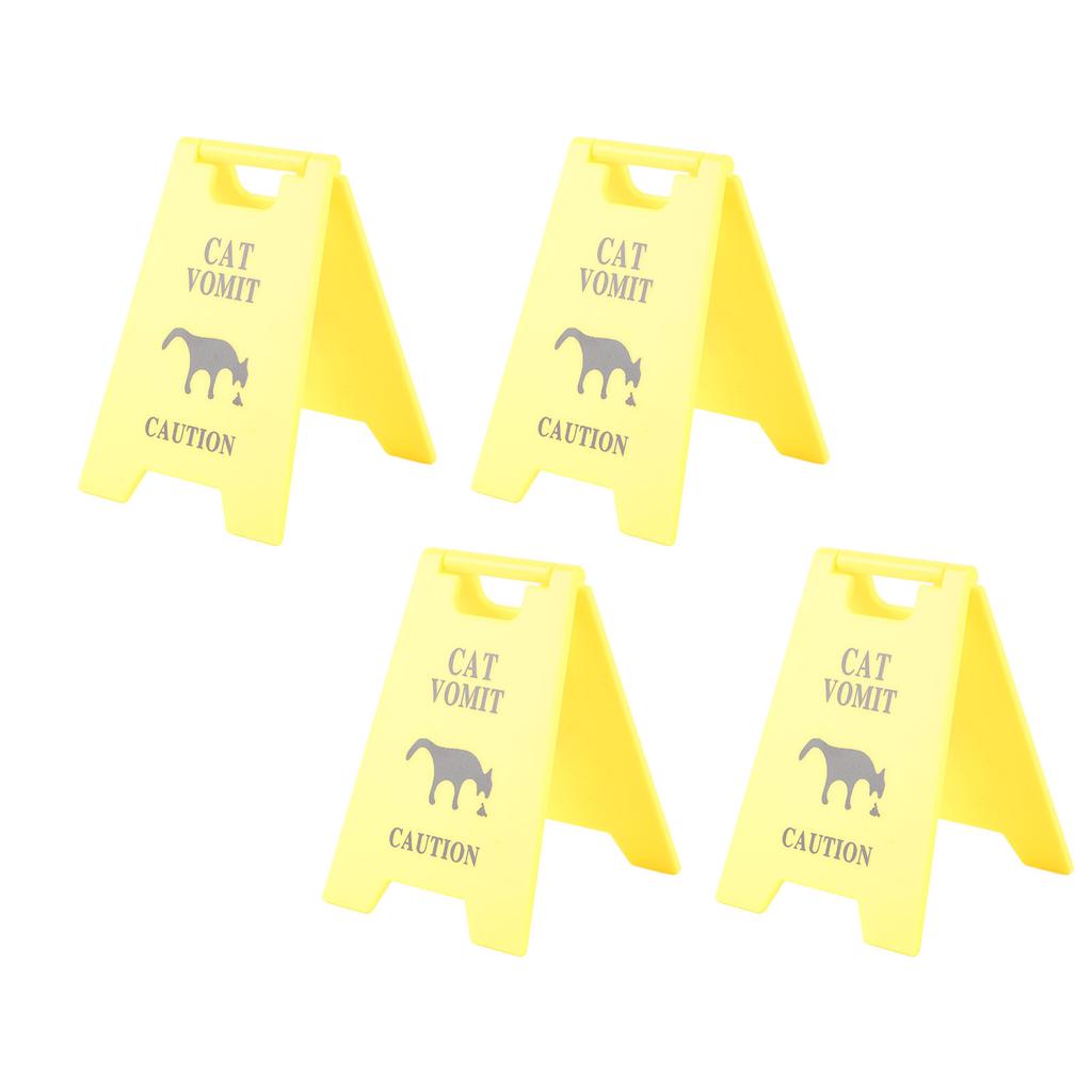 4PCS Cat Vomit Sign Water Resistant ABS 3D Printed Funny Cat Vomit Warning Sign Decoration for Cat Lovers