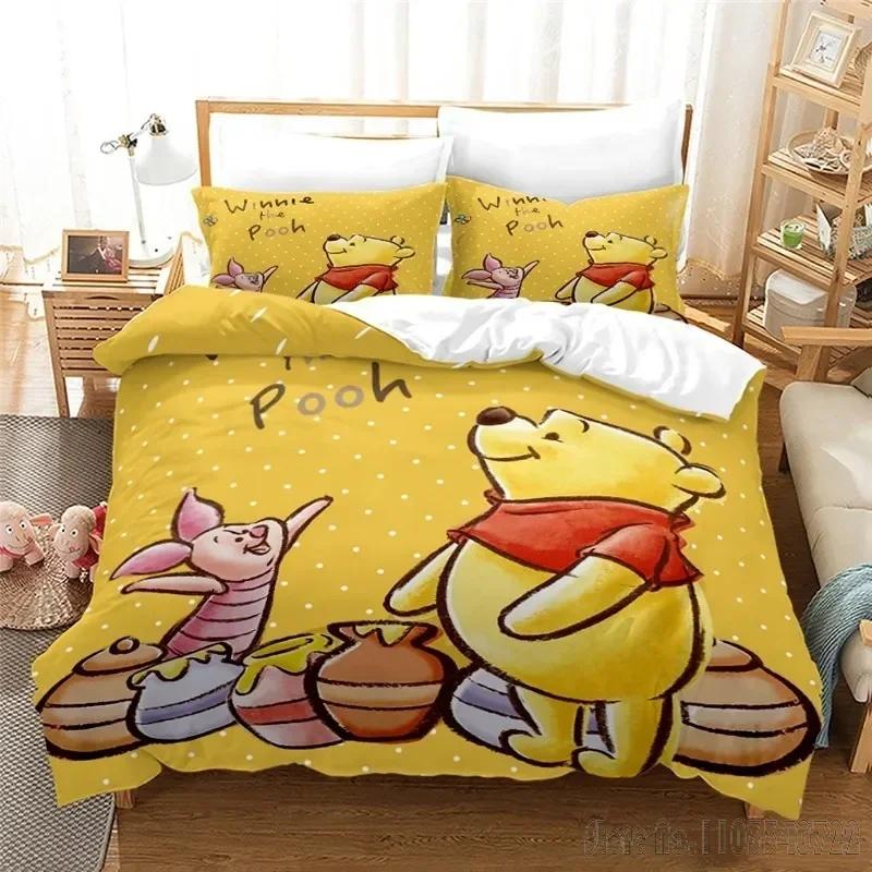 Winnie The Pooh Piglet Honey Pot Cartoon Duvet Cover Set HD Comforter Cover for Kids Bedding Sets Bedclothes Bedroom Decor