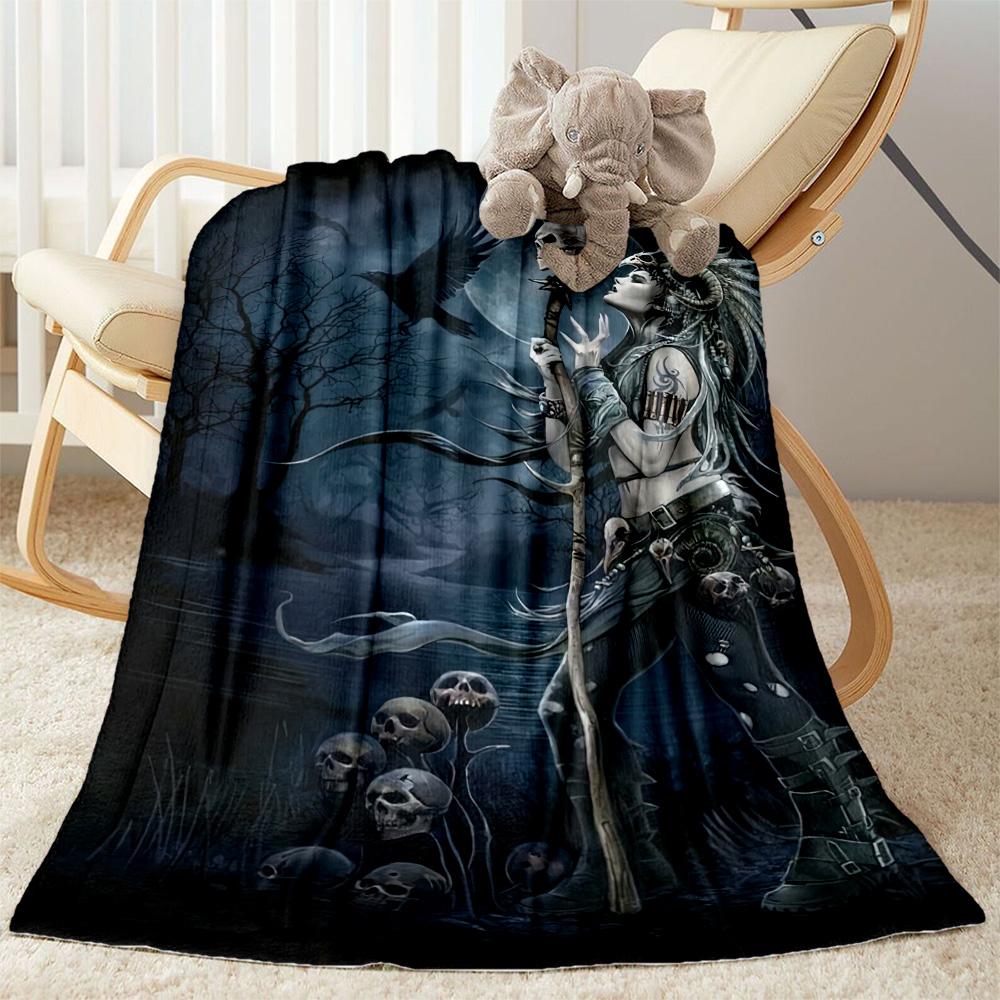Gothic Style Blanket Soft & Cozy Suitable for Office Seaside Bed Four Seasons Universal Digital Print Unique Gift for Family and Friends Camping