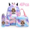 4Pc/set Cute Backpack Lunch Bag Pencil Bag Student Schoolbag Boy Girl School Bookbag 750Ml Outdoor Sports Water Bottle