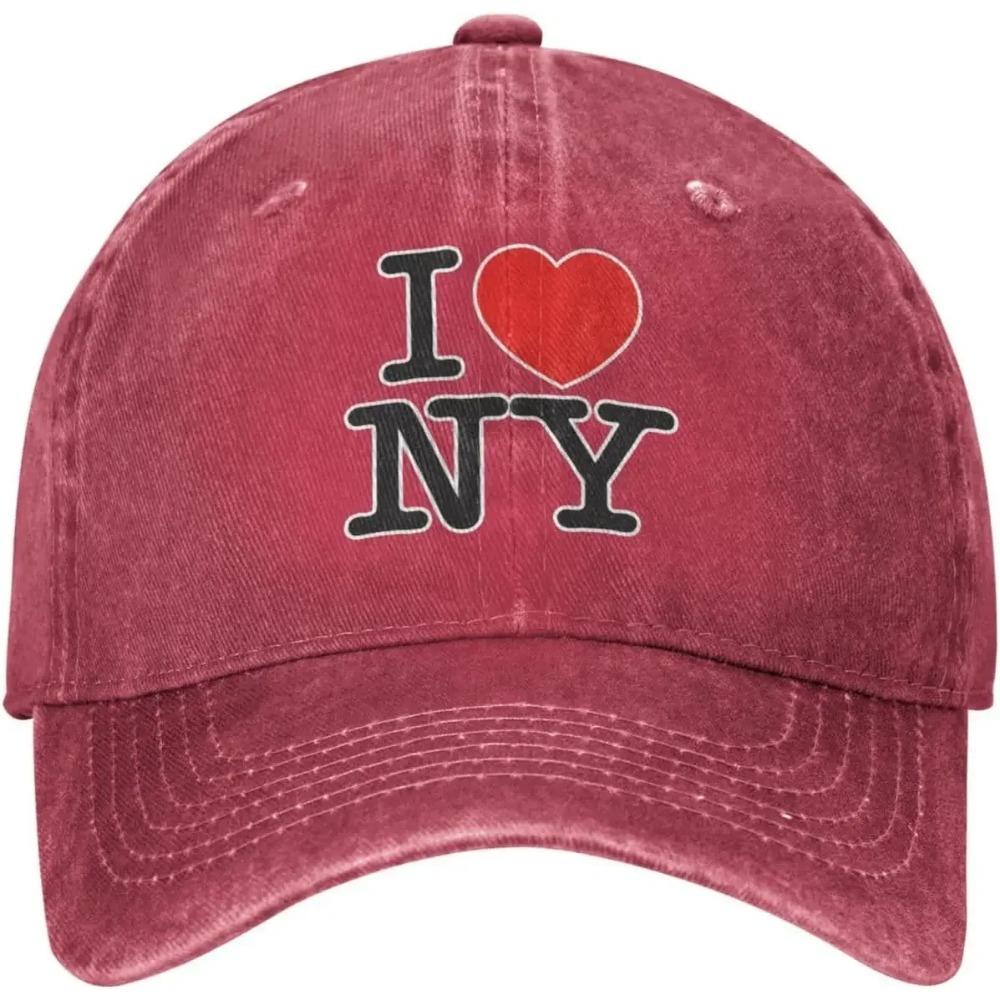 I Love New York Denim Baseball Cap Cotton Washed Adjustable Unisex Cool Dad Hat Sports Outdoor Cowboy Hat One Size