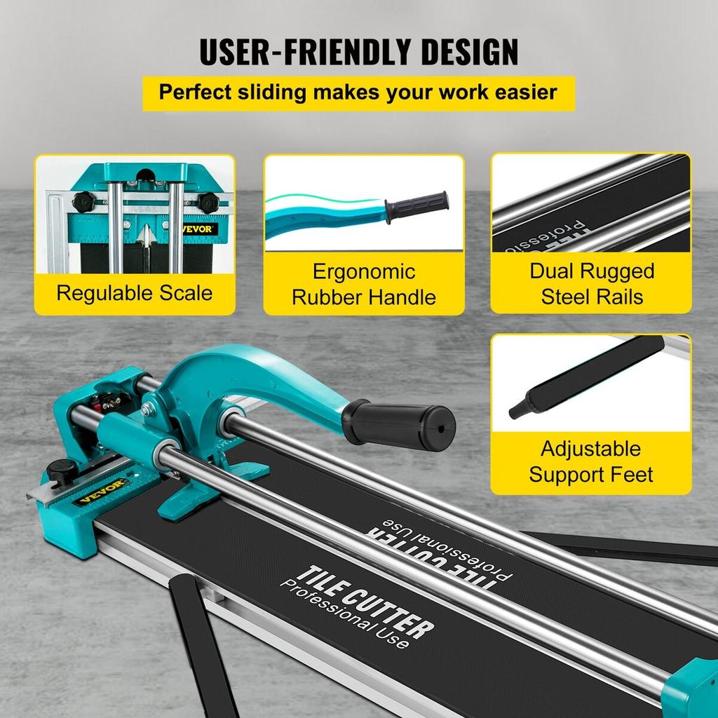 31 Inch/800mm Tile Cutter Double Rails & Brackets Manual Tile Cutter 3/5 in Cap w/Precise Laser Manual Tile Cutter Tools for Precision Cutting