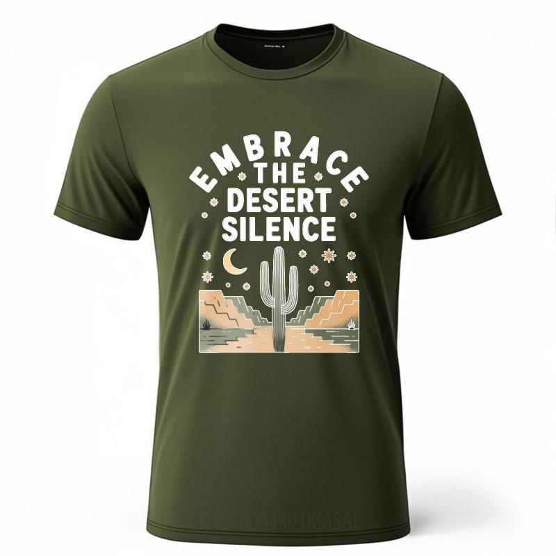 Adult Teenagers Crew Neck Tshirt Casual Embrace The Desert Silence Cactus Moon Stars Mountains Everyday Unisex Top Tees